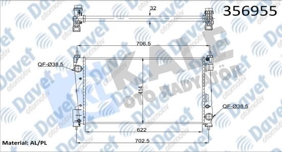 KALE 356955 Su Radyator 32mm Mekanik Corsa D 1.3 Cdti 06- Punto Grande Punto 1.3dmtj 05-